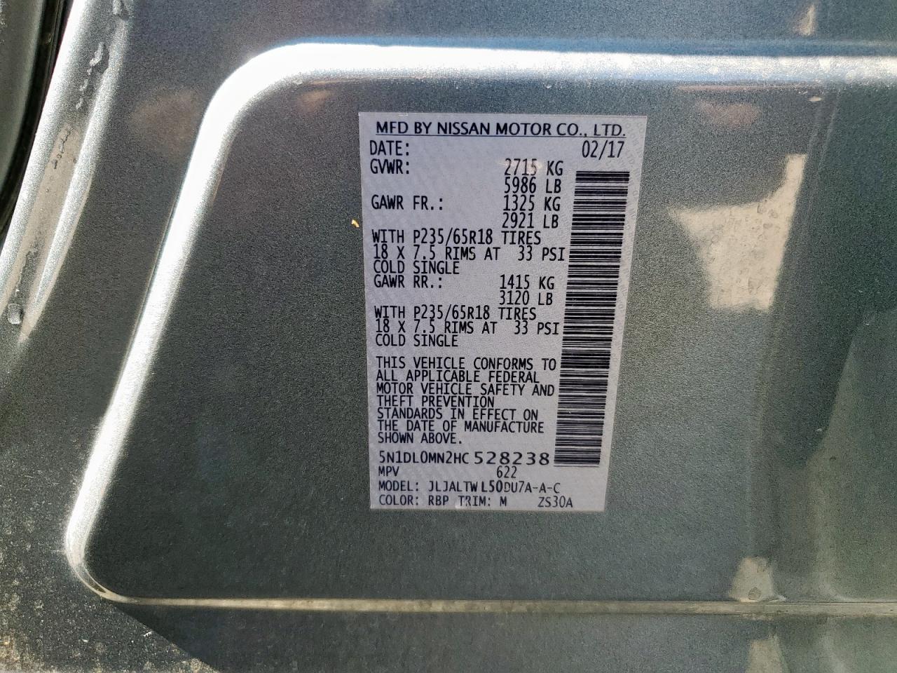 2017 Infiniti Qx60 VIN: 5N1DL0MN2HC528238 Lot: 90398965