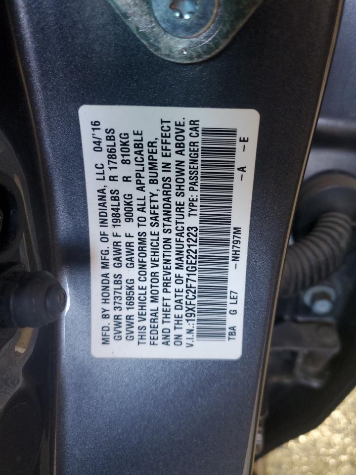 2016 Honda Civic Ex VIN: 19XFC2F71GE221223 Lot: 86289385