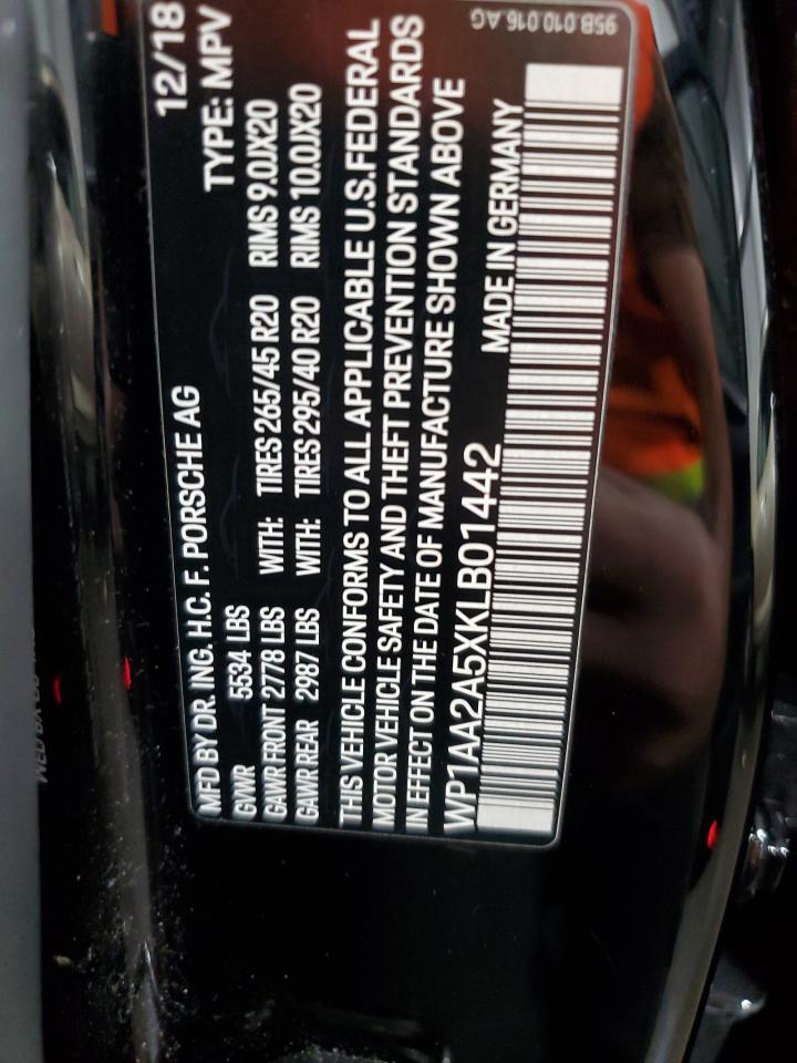 2019 Porsche Macan VIN: WP1AA2A5XKLB01442 Lot: 85201985