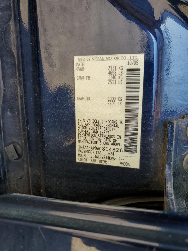 2010 Nissan Maxima S VIN: 1N4AA5AP9AC814826 Lot: 85942055