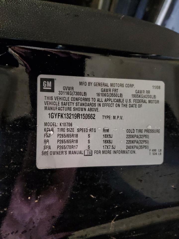 2009 Cadillac Escalade VIN: 1GYFK13219R150662 Lot: 85542695