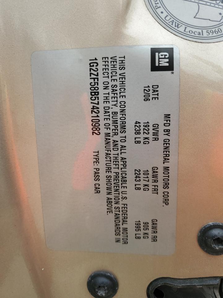 2007 Pontiac G6 Value Leader VIN: 1G2ZF58B574210982 Lot: 82376915