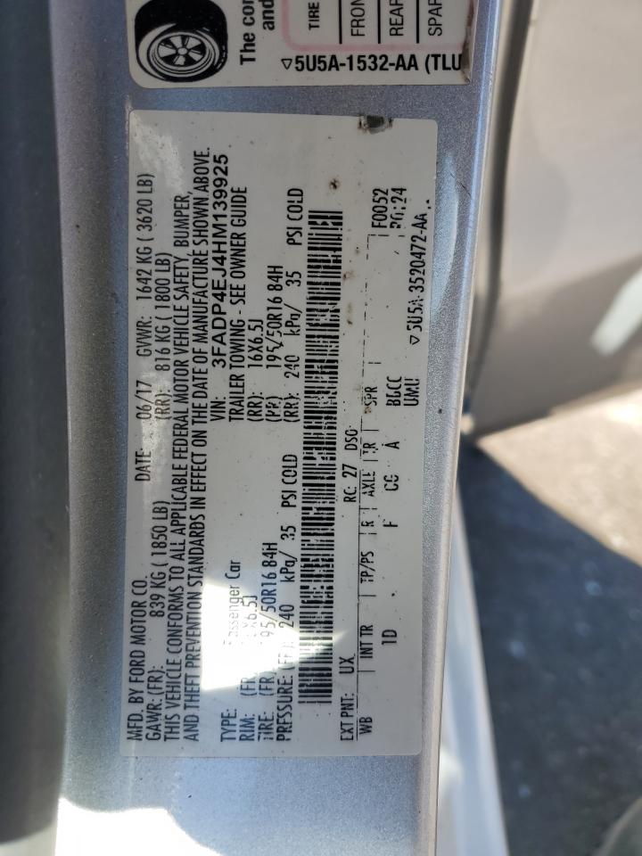 2017 Ford Fiesta Se VIN: 3FADP4EJ4HM139925 Lot: 87005755