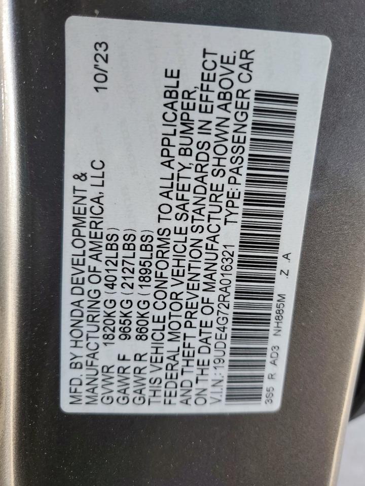 2024 Acura Integra A-Spec Tech VIN: 19UDE4G72RA016321 Lot: 86176265