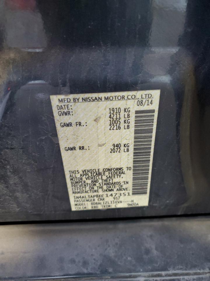 2015 Nissan Altima 2.5 VIN: 1N4AL3AP8FC147351 Lot: 86147095