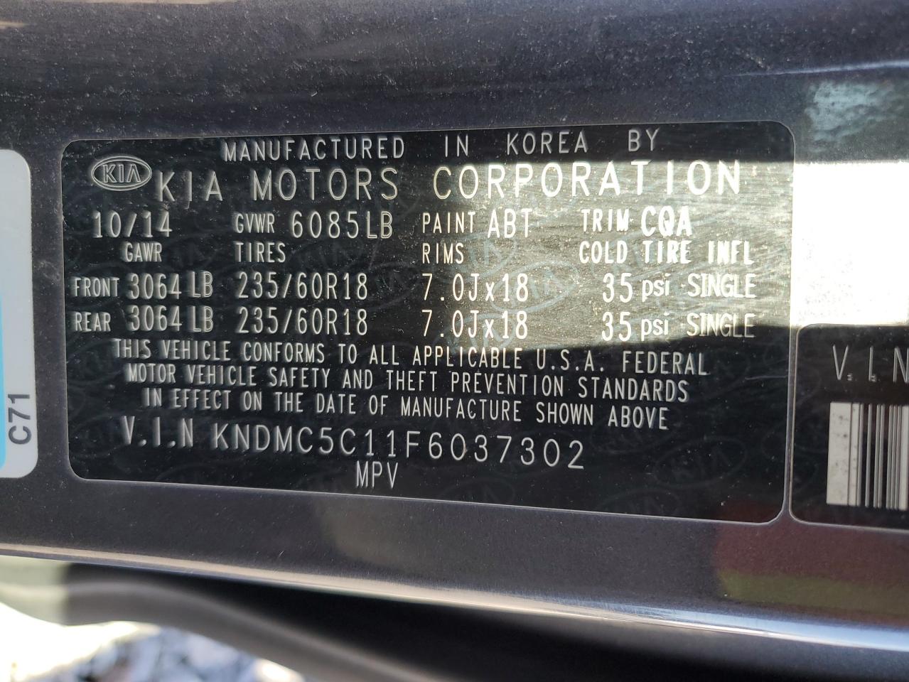 2015 Kia Sedona Ex VIN: KNDMC5C11F6037302 Lot: 82298815