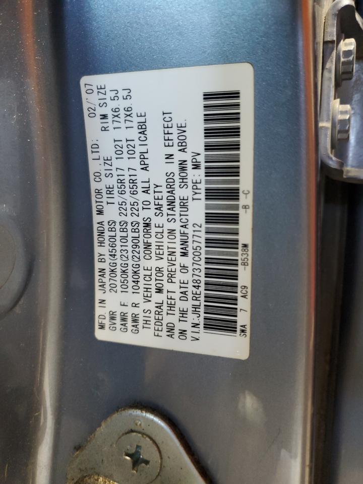 2007 Honda Cr-V Exl VIN: JHLRE48737C057712 Lot: 90876245