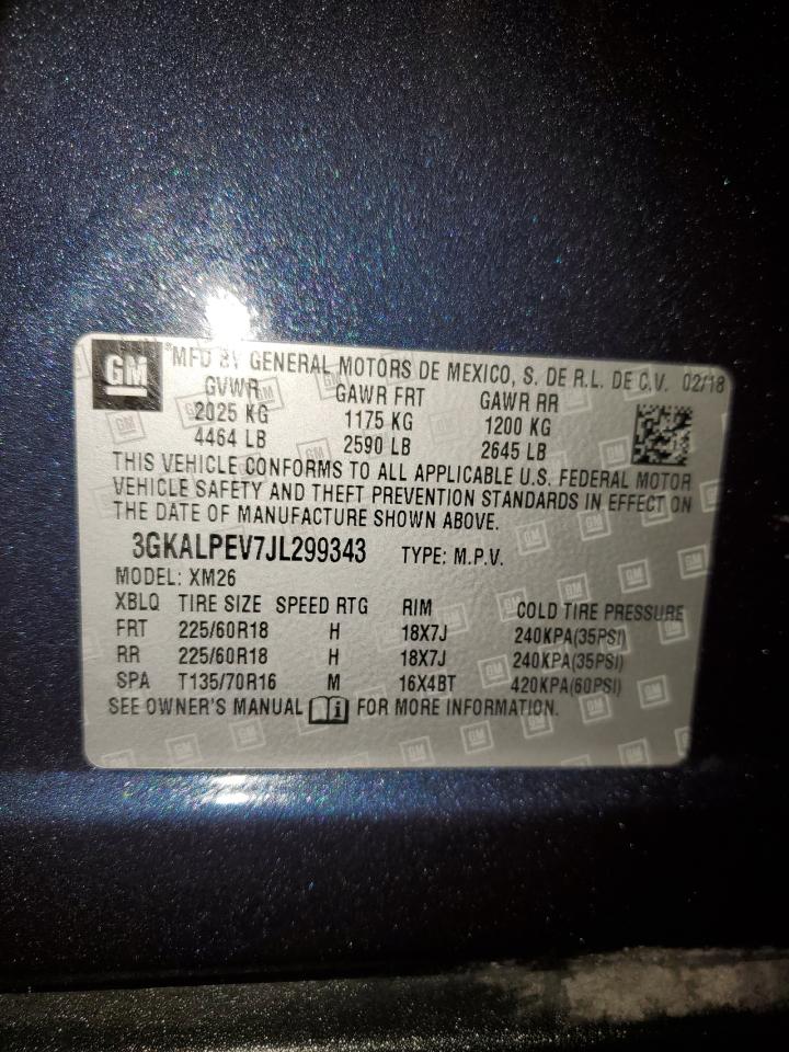 2018 GMC Terrain Slt VIN: 3GKALPEV7JL299343 Lot: 85883895