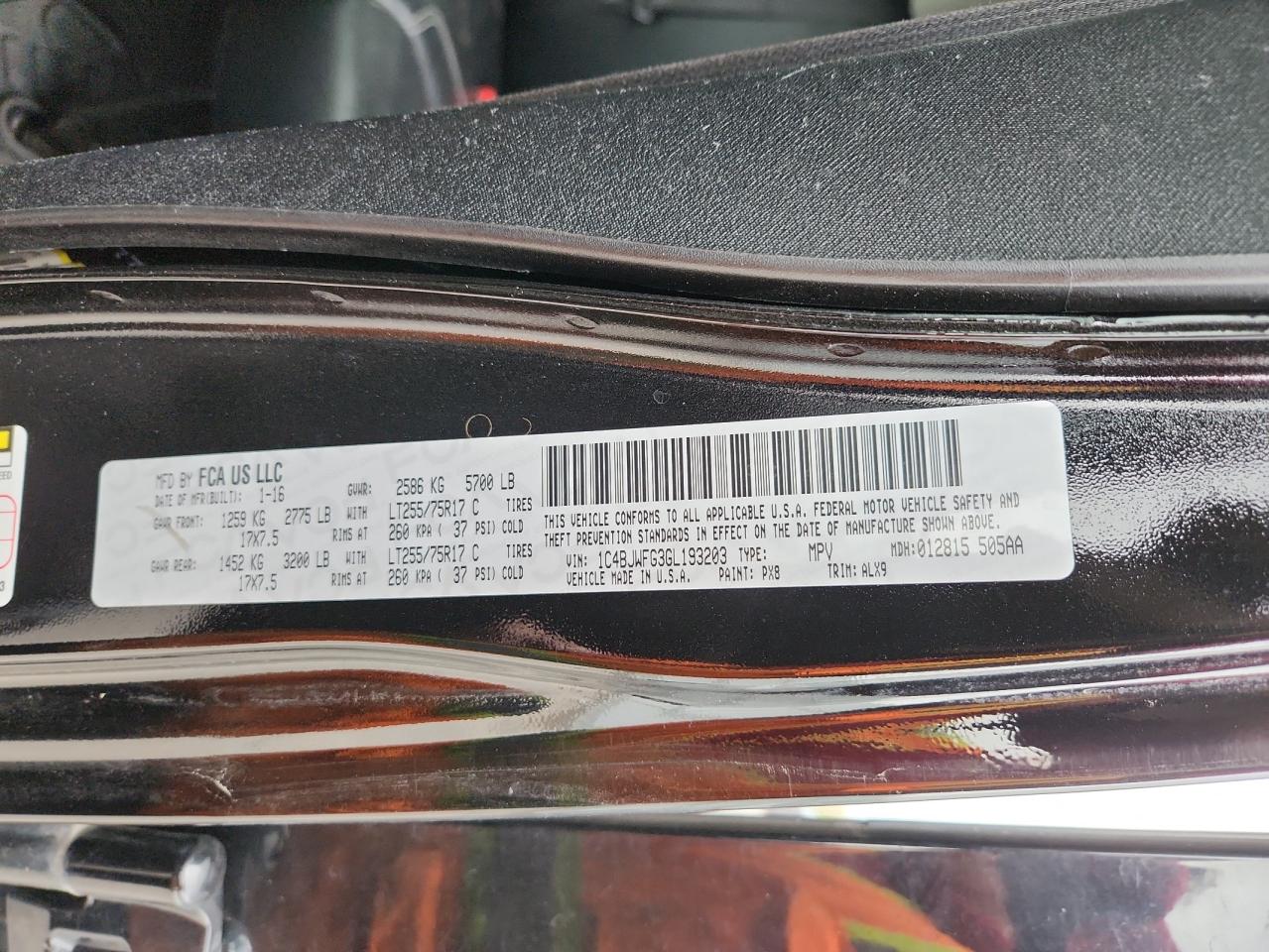 2016 Jeep Wrangler Unlimited Rubicon VIN: 1C4BJWFG3GL193203 Lot: 85355665