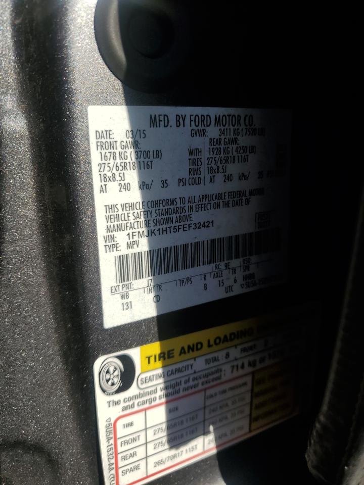 2015 Ford Expedition El Xlt VIN: 1FMJK1HT5FEF32421 Lot: 84173935