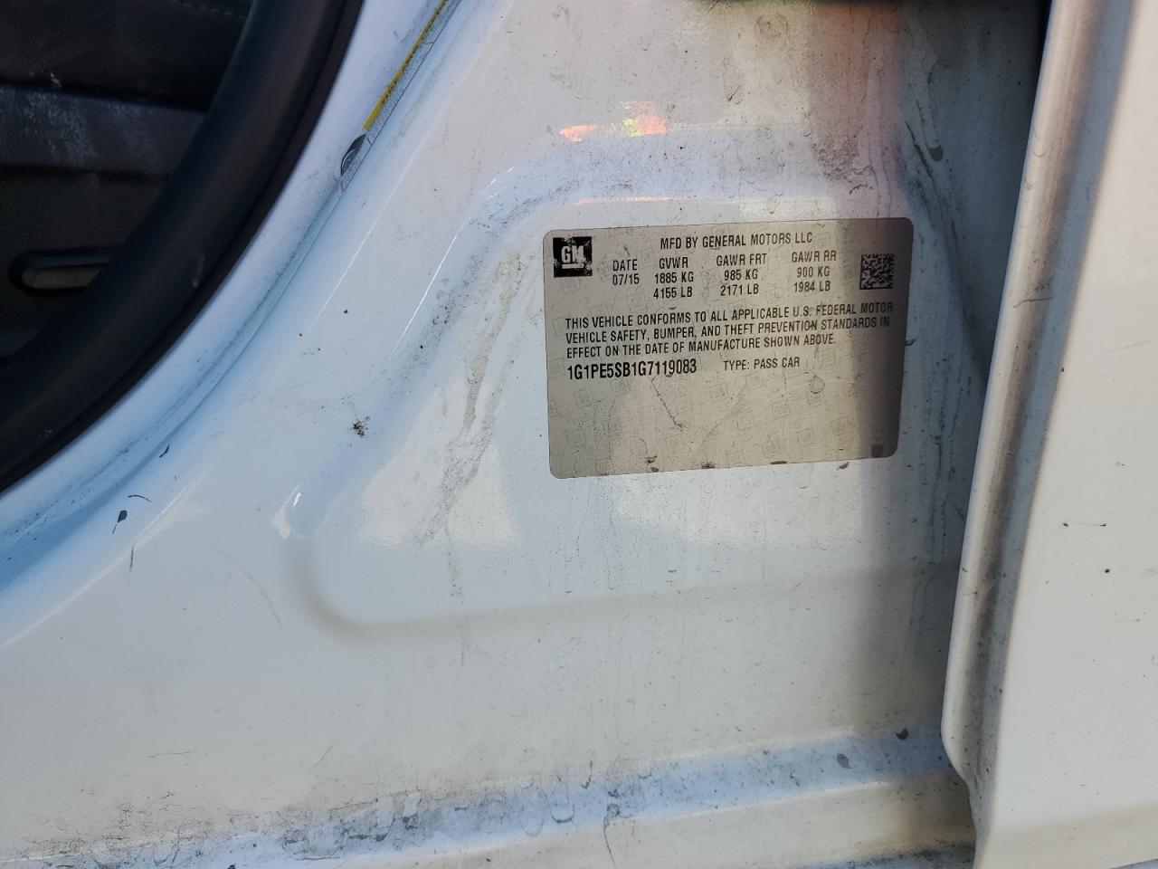 2016 Chevrolet Cruze Limited Lt VIN: 1G1PE5SB1G7119083 Lot: 84419815