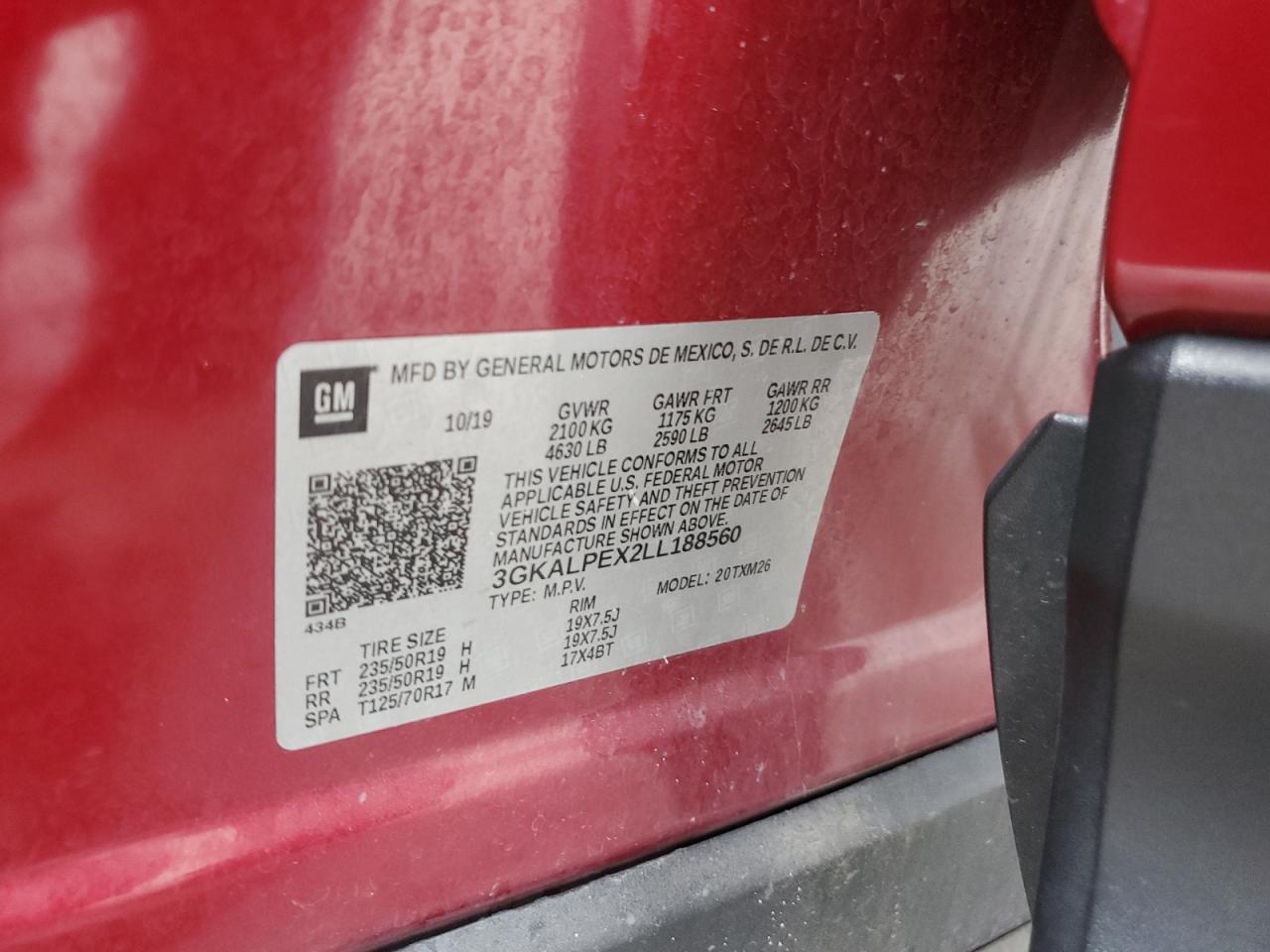 2020 GMC Terrain Slt VIN: 3GKALPEX2LL188560 Lot: 85317145