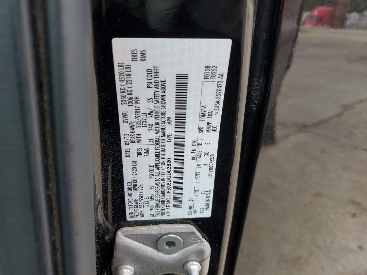 2013 Ford Escape Se VIN: 1FMCU0GX8DUD03820 Lot: 85653065