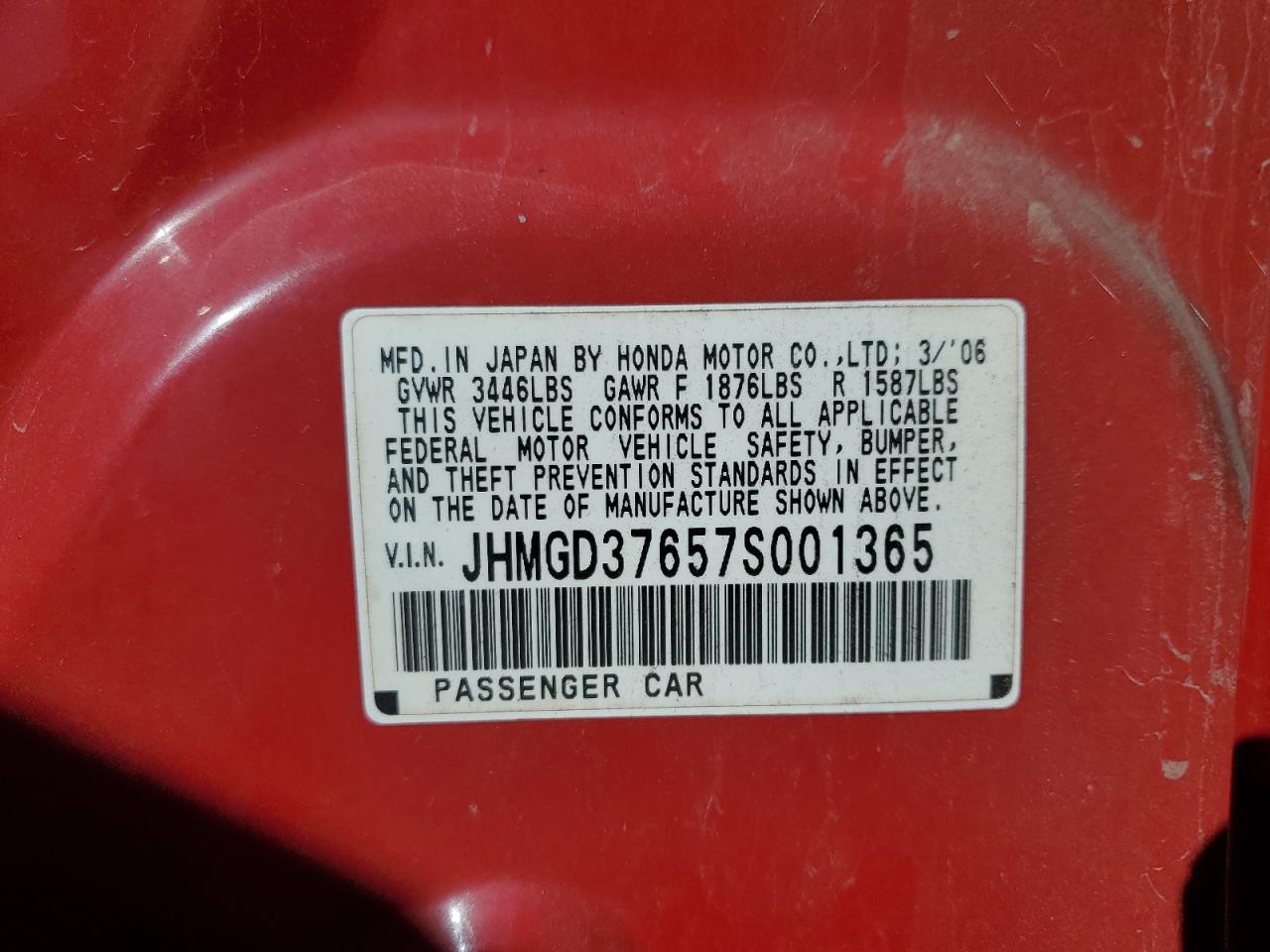 2007 Honda Fit S VIN: JHMGD37657S001365 Lot: 85577315