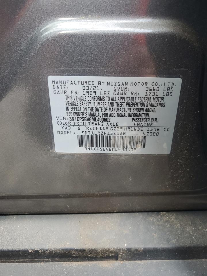 2021 Nissan Kicks S VIN: 3N1CP5BV6ML490602 Lot: 85153625