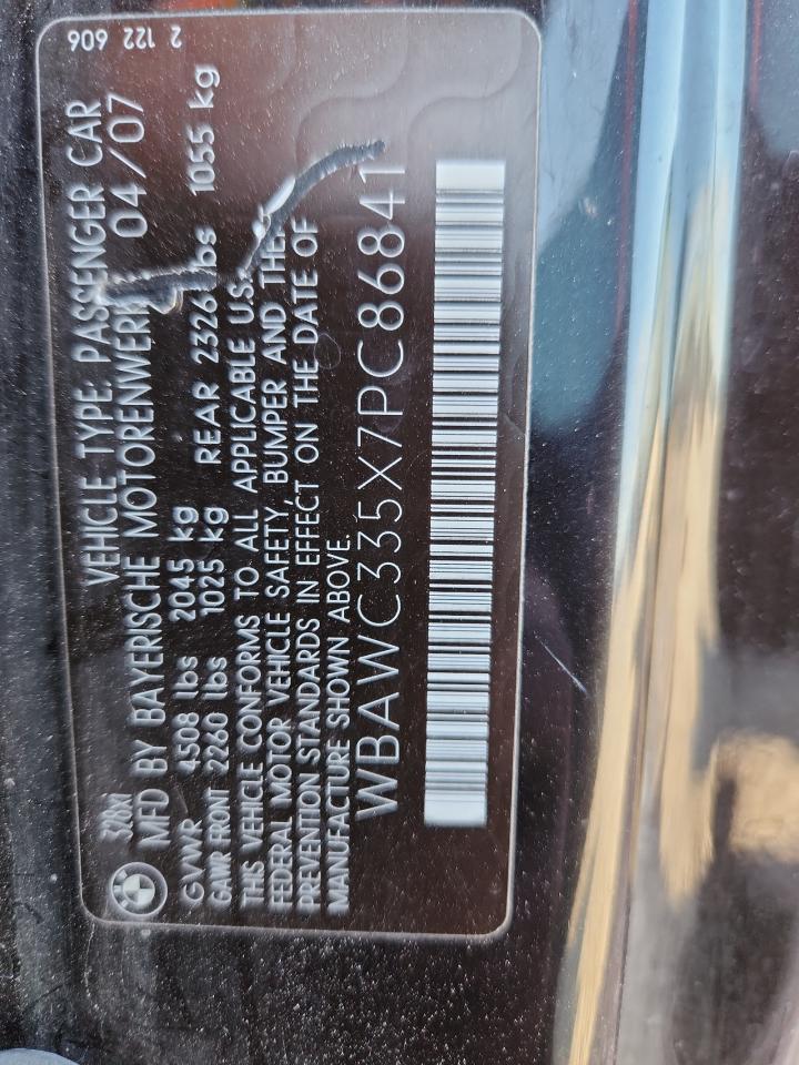 2007 BMW 328 Xi VIN: WBAWC335X7PC86841 Lot: 85725525