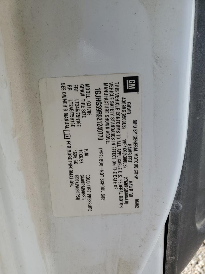 2002 GMC Savana Delivery Van VIN: 1GJHG39R921240770 Lot: 82652715