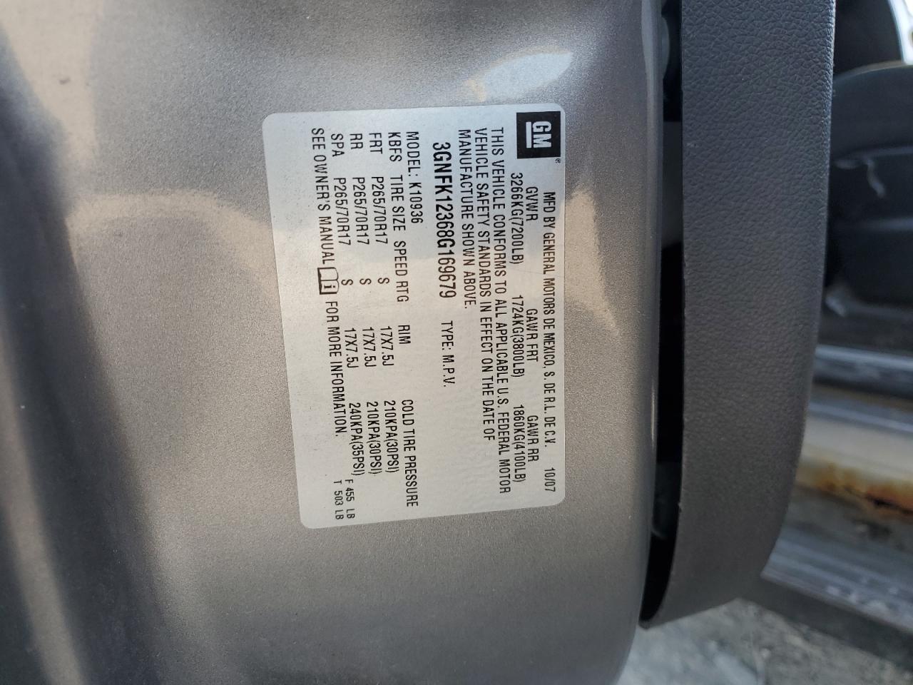 2008 Chevrolet Avalanche K1500 VIN: 3GNFK12368G169679 Lot: 82464075