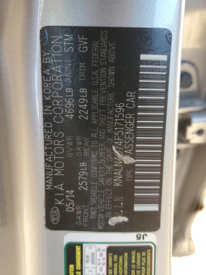 2015 Kia Cadenza Premium VIN: KNALN4D74F5171596 Lot: 87361145