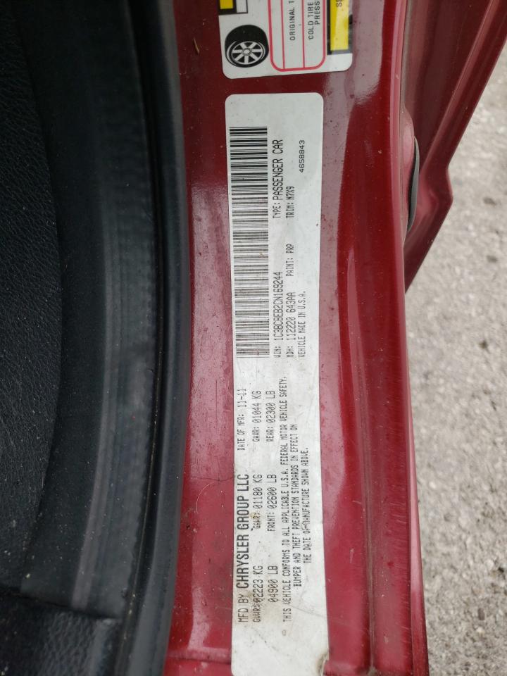 2012 Chrysler 200 Touring VIN: 1C3BCBEB2CN169244 Lot: 85523825