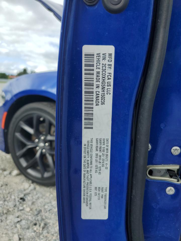 2022 Dodge Charger Gt VIN: 2C3CDXHG5NH150236 Lot: 86077915