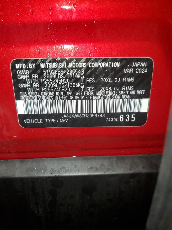 2024 Mitsubishi Outlander Sel VIN: JA4J4WA80RZ056748 Lot: 85359215