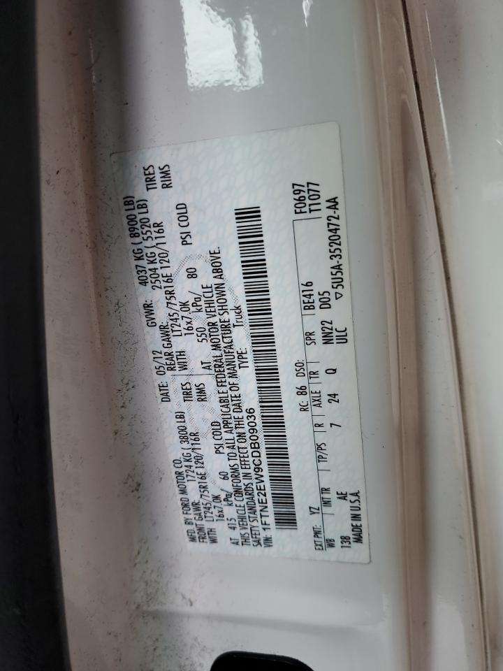 2012 Ford Econoline E250 Van VIN: 1FTNE2EW9CDB09036 Lot: 82145065