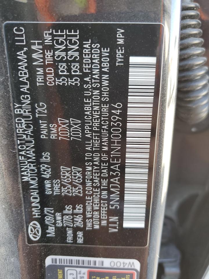 2022 Hyundai Tucson Se VIN: 5NMJA3AE1NH003946 Lot: 81897445