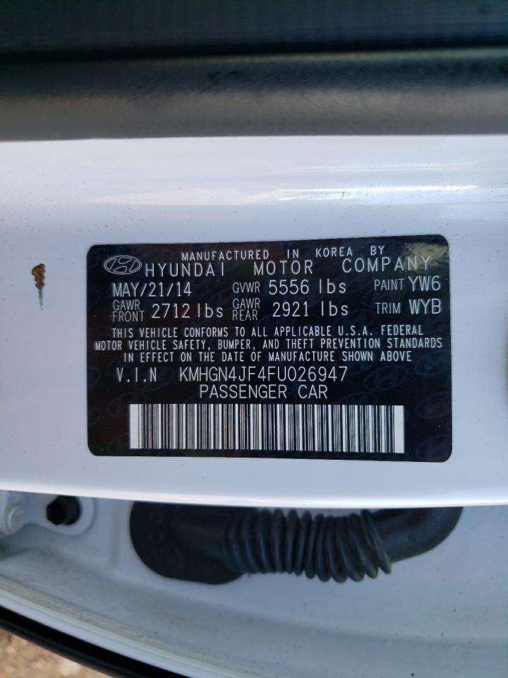 2015 Hyundai Genesis 5.0L VIN: KMHGN4JF4FU026947 Lot: 90353625
