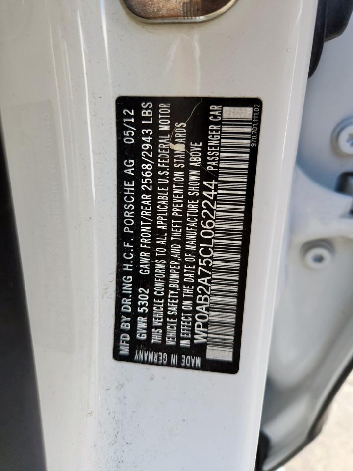 2012 Porsche Panamera S VIN: WP0AB2A75CL062244 Lot: 82315085