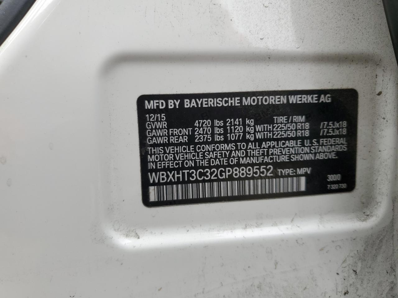 2016 BMW X1 xDrive28I VIN: WBXHT3C32GP889552 Lot: 81921675