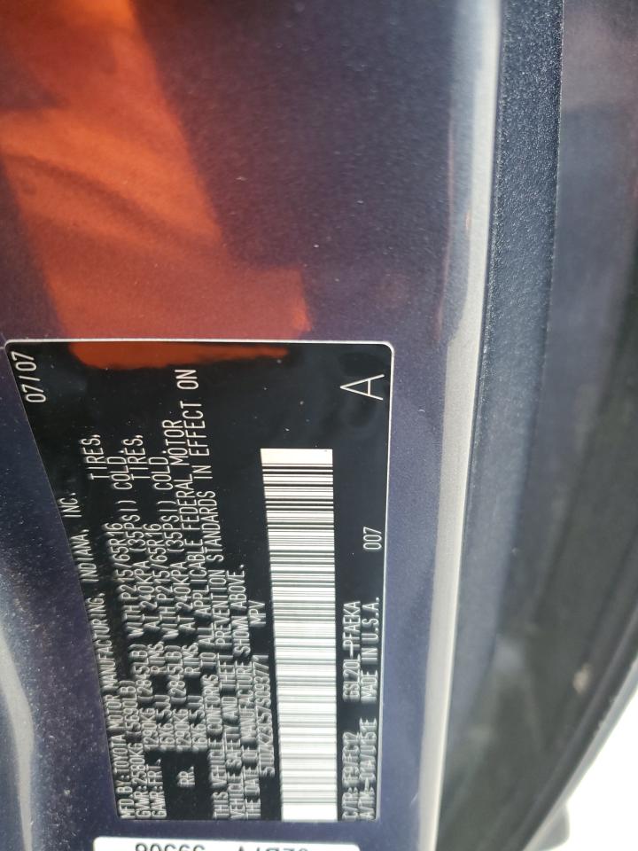 2007 Toyota Sienna Ce VIN: 5TDZK23C57S093771 Lot: 82309295