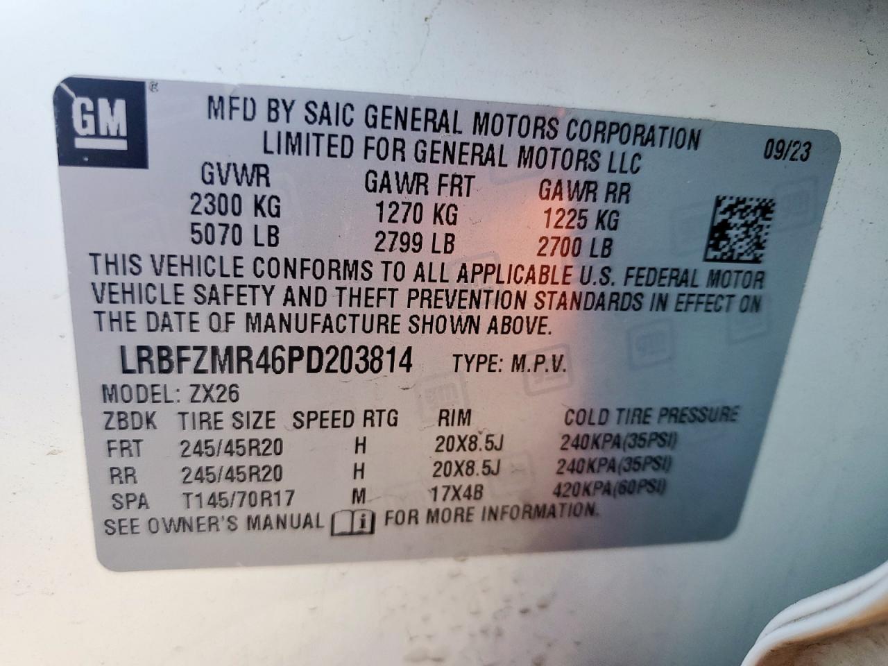 2023 Buick Envision Preferred VIN: LRBFZMR46PD203814 Lot: 90481925