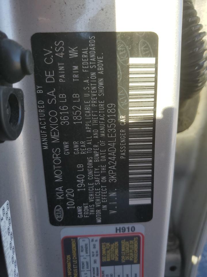 2020 Kia Rio Lx VIN: 3KPA24AD4LE359189 Lot: 86491735