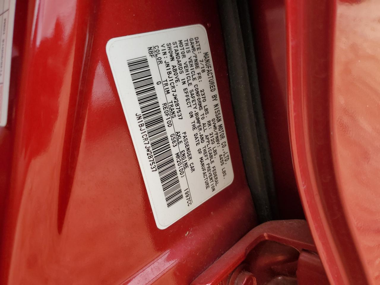 2018 Nissan Rogue Sport S VIN: JN1BJ1CR7JW287537 Lot: 85716555