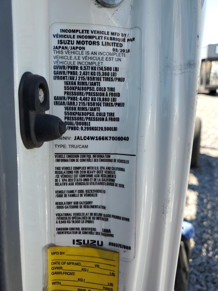 2019 Isuzu Npr Hd Truck Cab And Chassis VIN: JALC4W166K7008040 Lot: 86789795