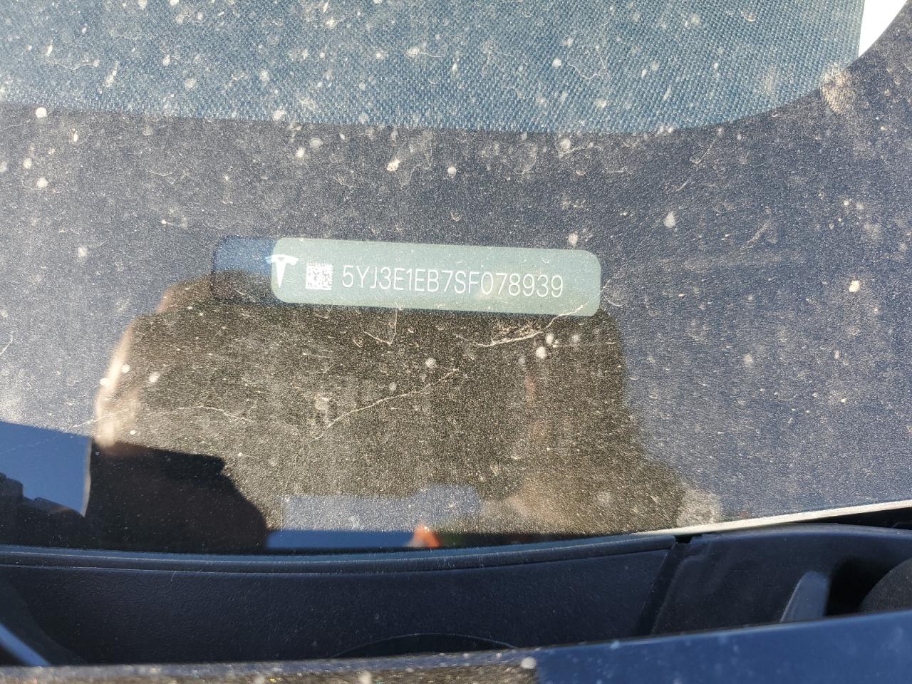 2025 Tesla Model 3 VIN: 5YJ3E1EB7SF078939 Lot: 85398515