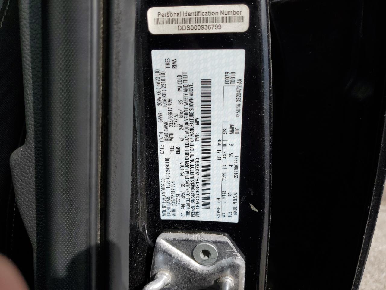 2015 Ford Escape Se VIN: 1FMCU0G71FUA27693 Lot: 84467495