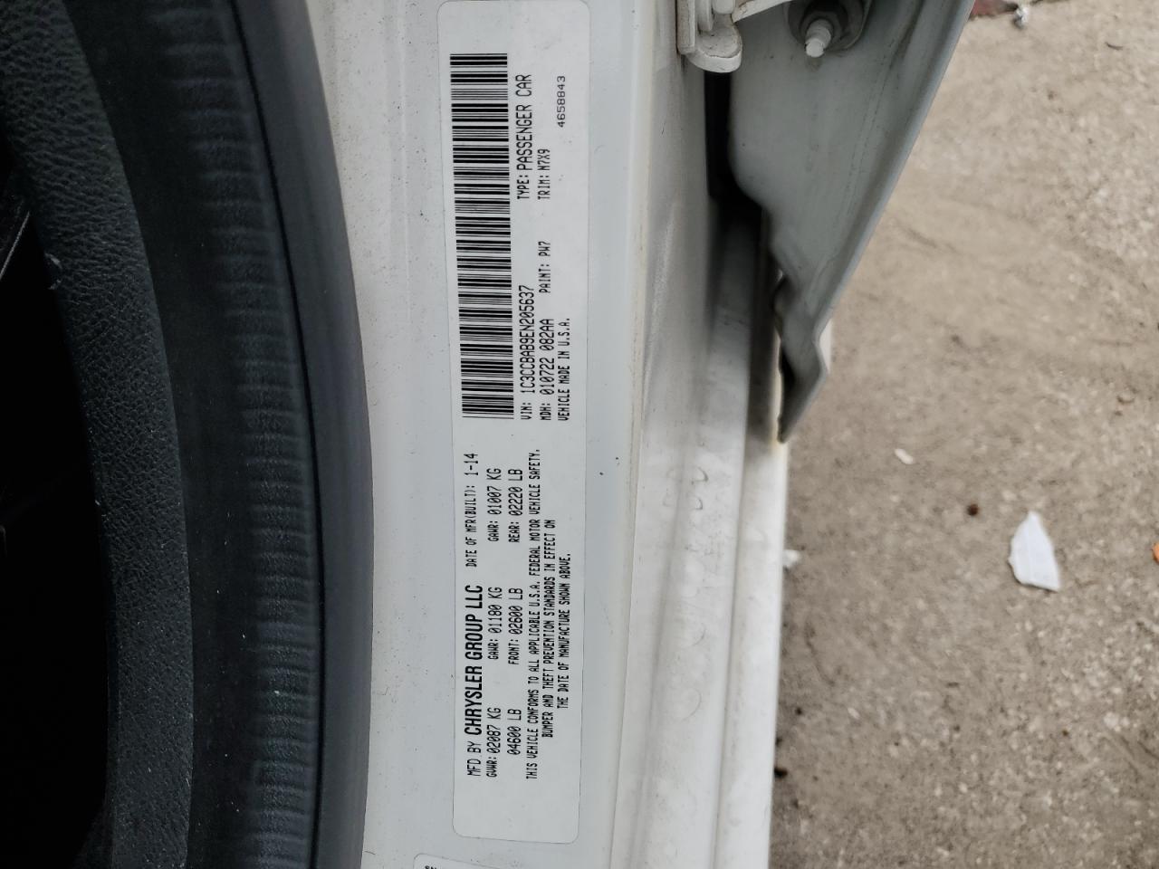 2014 Chrysler 200 Lx VIN: 1C3CCBAB9EN205637 Lot: 90900575