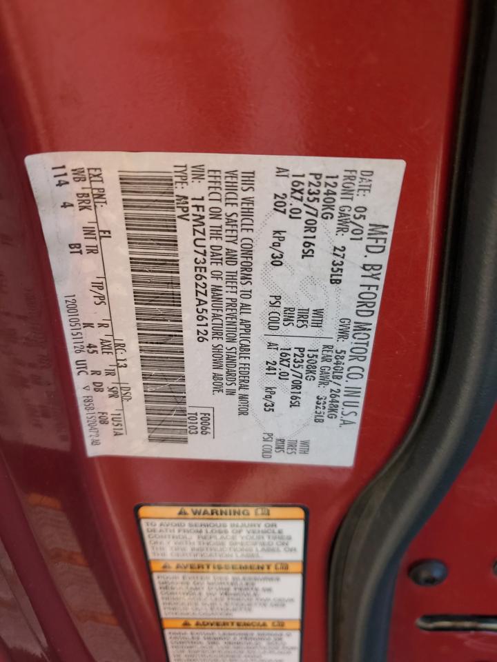 2002 Ford Explorer Xlt VIN: 1FMZU73E62ZA56126 Lot: 85899615