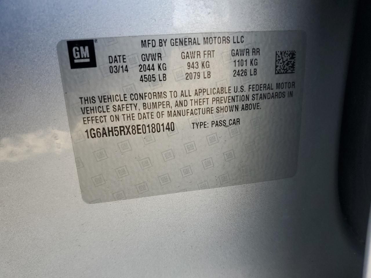 2014 Cadillac Ats Luxury VIN: 1G6AH5RX8E0180140 Lot: 85660795