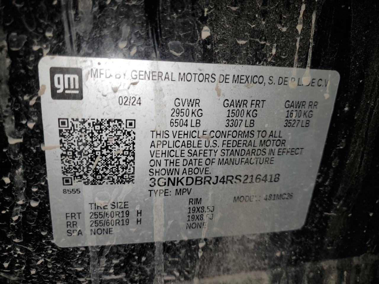 2024 Chevrolet Blazer 2Lt VIN: 3GNKDBRJ4RS216418 Lot: 85911085