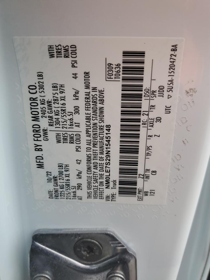 2022 Ford Transit Connect Xl VIN: NM0LE7S29N1545148 Lot: 86494845