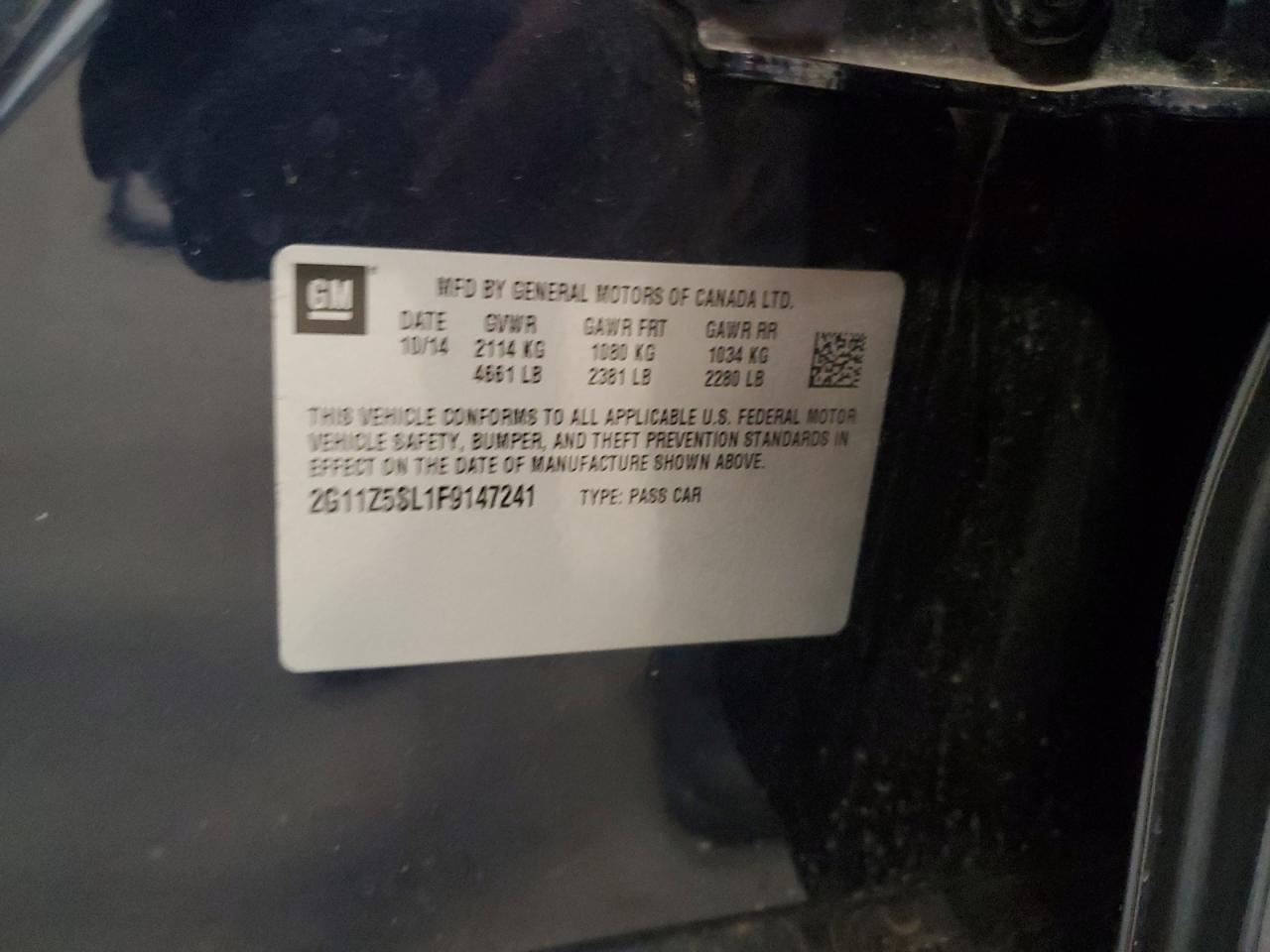 2015 Chevrolet Impala Ls VIN: 2G11Z5SL1F9147241 Lot: 85527865