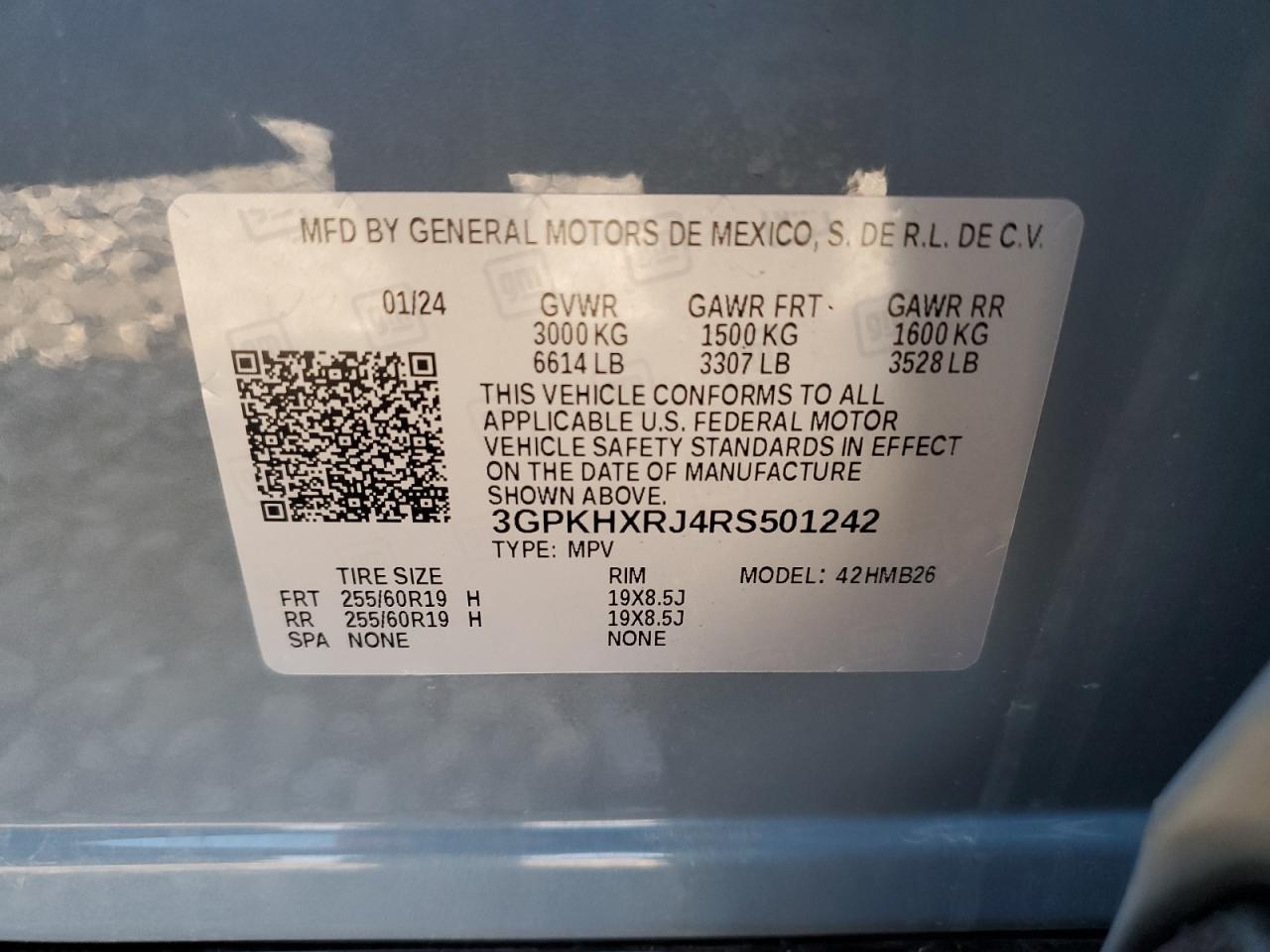 2024 Honda Prologue Tour VIN: 3GPKHXRJ4RS501242 Lot: 85060765