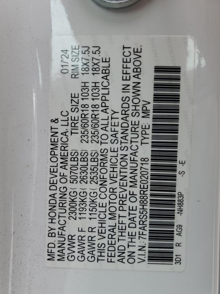 2024 Honda Cr-V Sport-L VIN: 7FARS5H88RE020718 Lot: 82248285