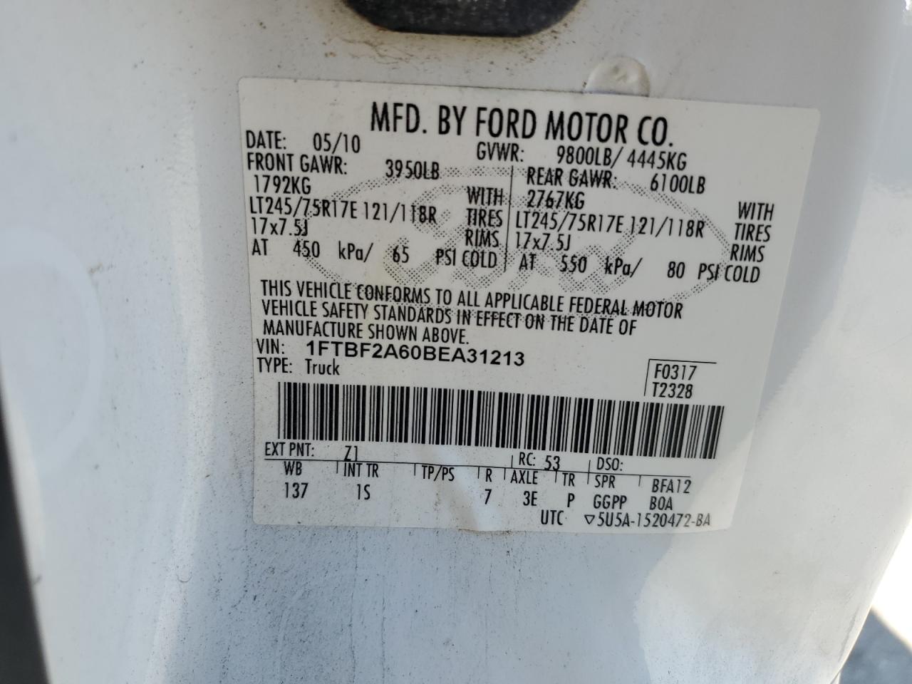 2011 Ford F250 Super Duty VIN: 1FTBF2A60BEA31213 Lot: 82340175