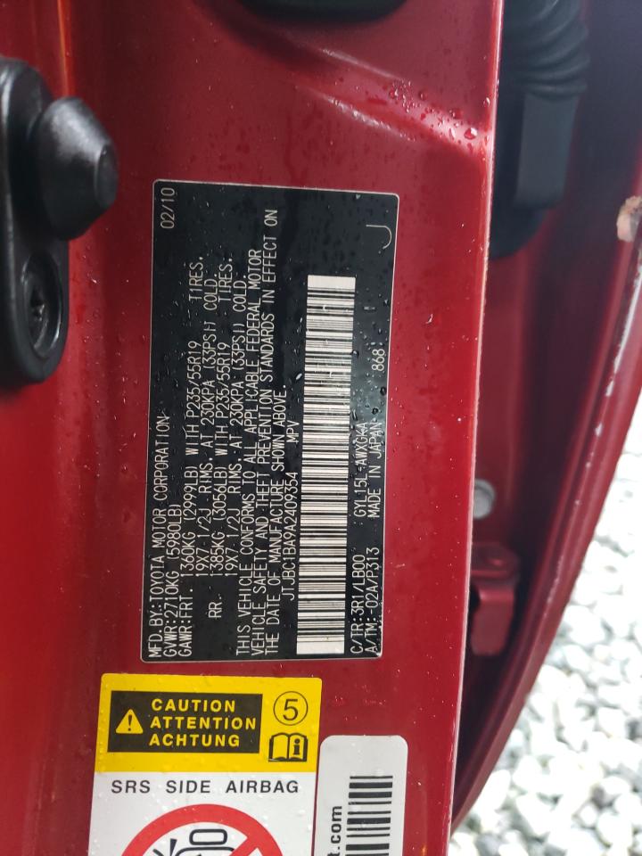 2010 Lexus Rx 450H VIN: JTJBC1BA9A2409354 Lot: 86285025