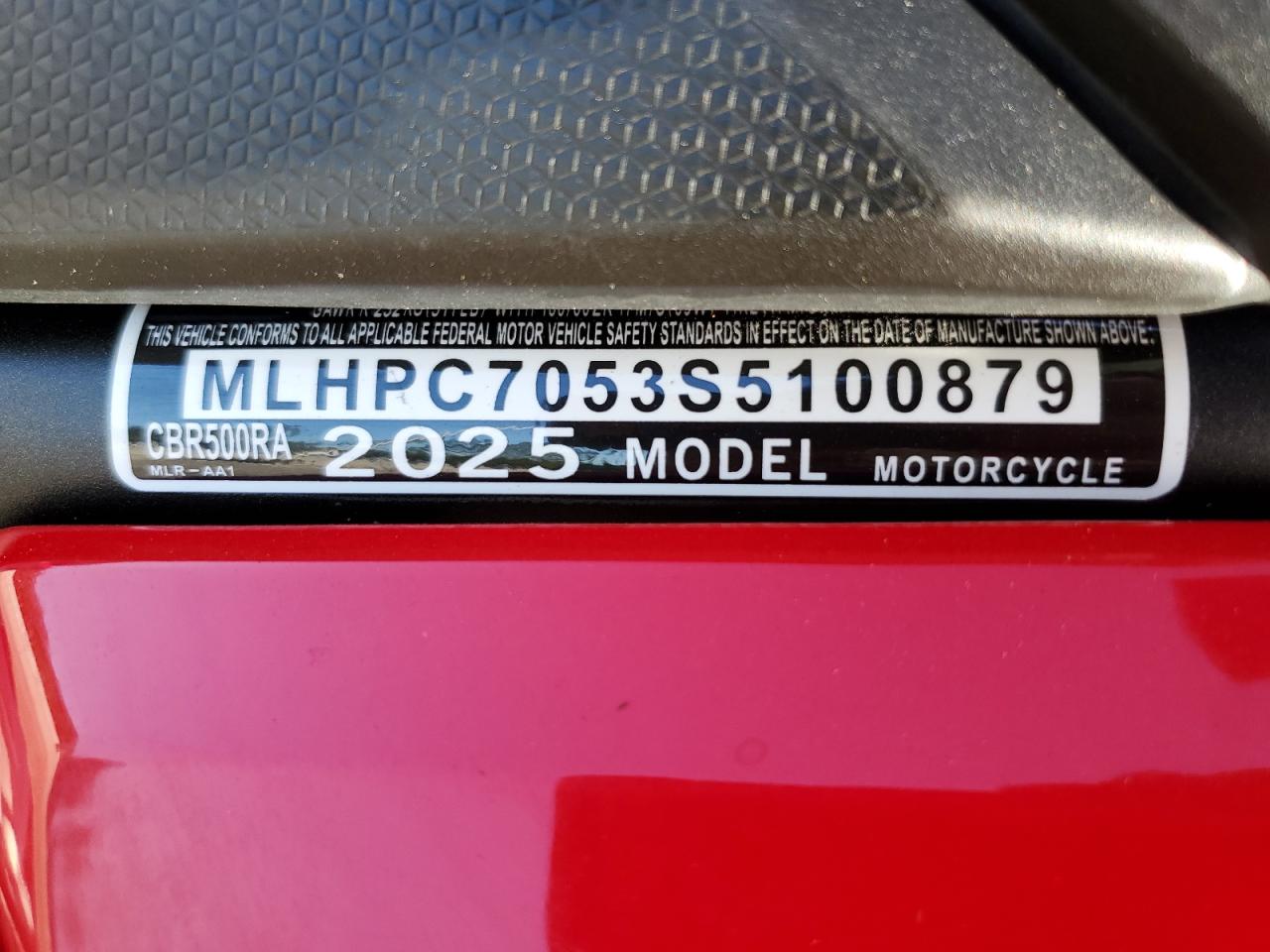 2025 Honda Cbr500 Ra VIN: MLHPC7053S5100879 Lot: 84720245