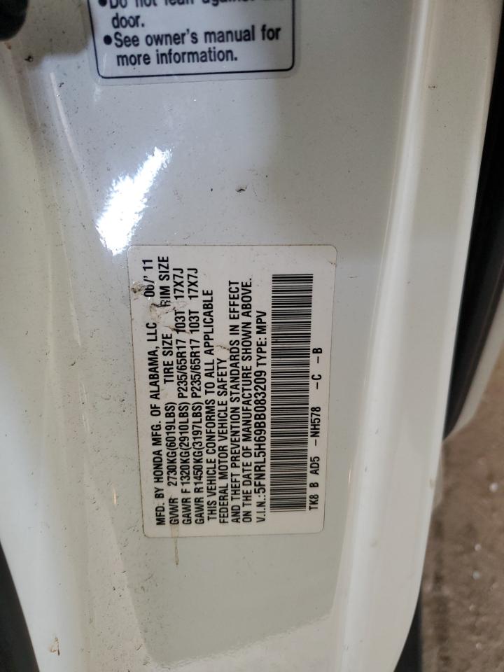 2011 Honda Odyssey Exl VIN: 5FNRL5H69BB083209 Lot: 82323195